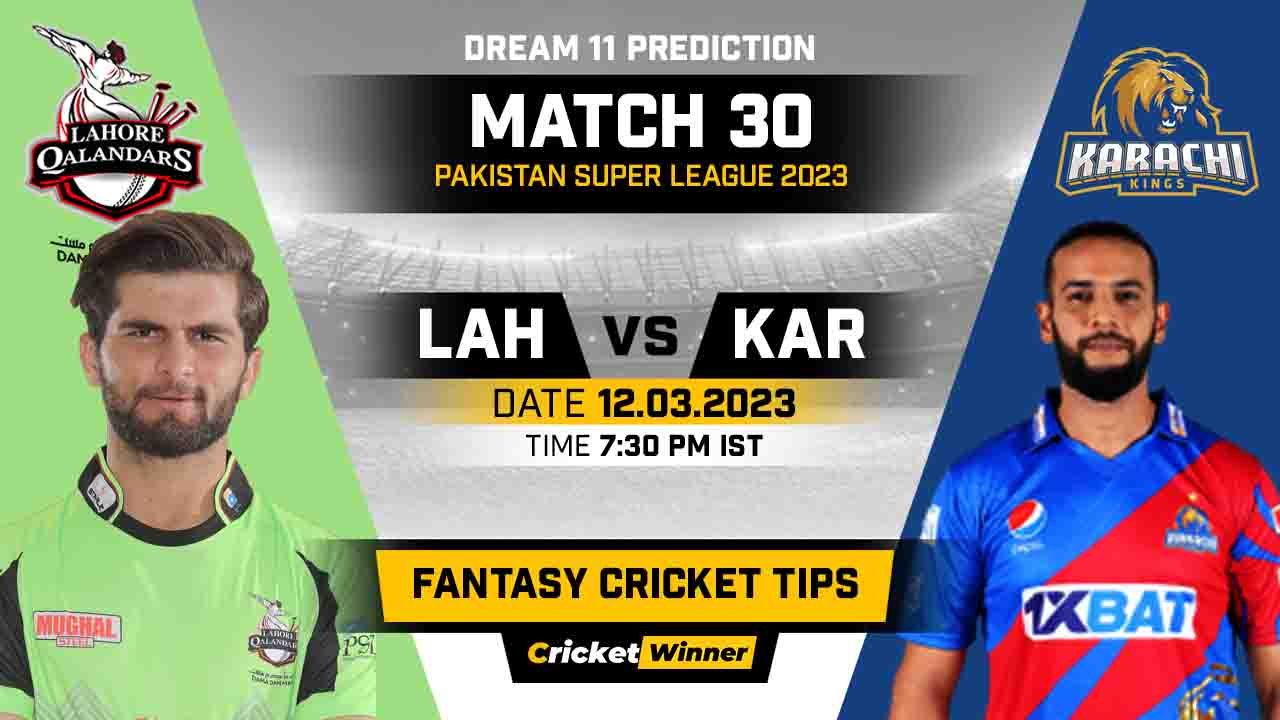 LAH vs KAR Dream11 Prediction, Fantasy Cricket Tips, Probable Playing XI, Pitch Report & Injury Updates For 30th Match