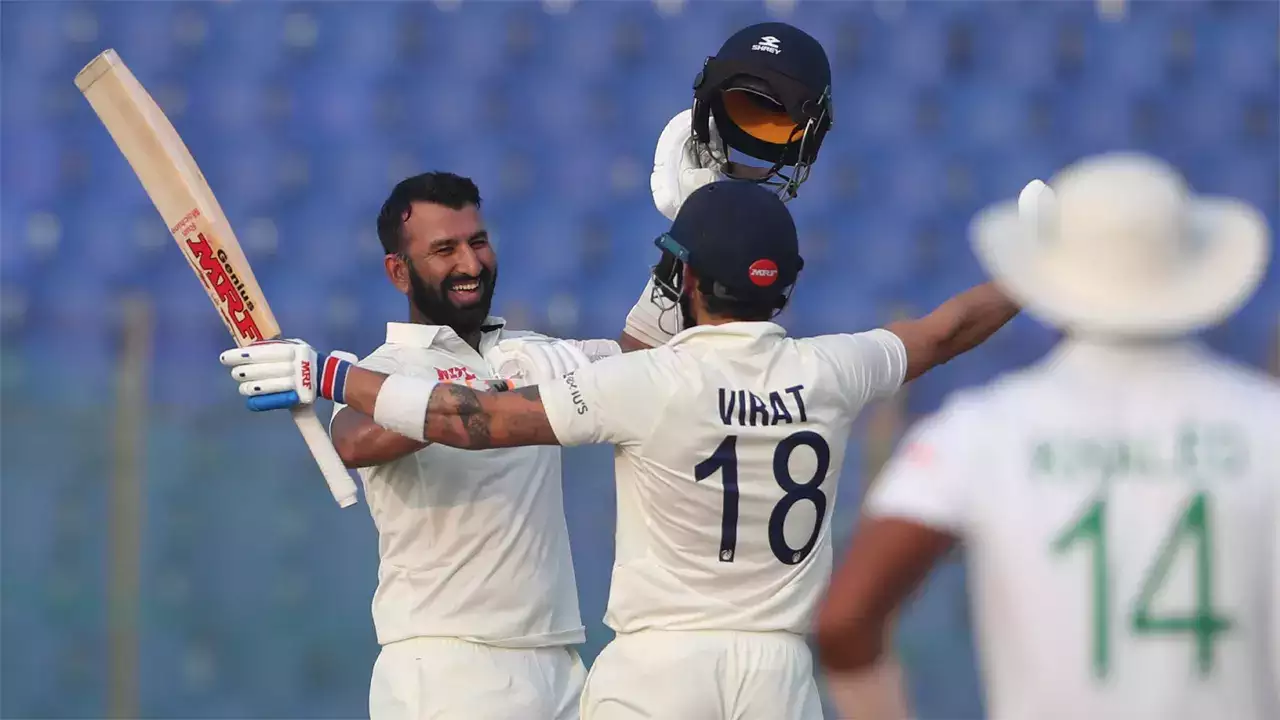 Cheteshwar Pujara Battles His Way to A Stubborn Century