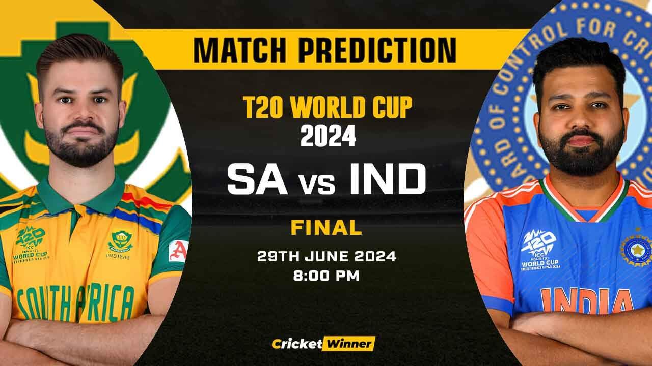 T20 World Cup 2024:Final, SA vs IND Today Match Prediction - who will win today's match between South Africa and India