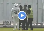 A fan entered the ground to meet Rohit Sharma during the Ranji trophy match today