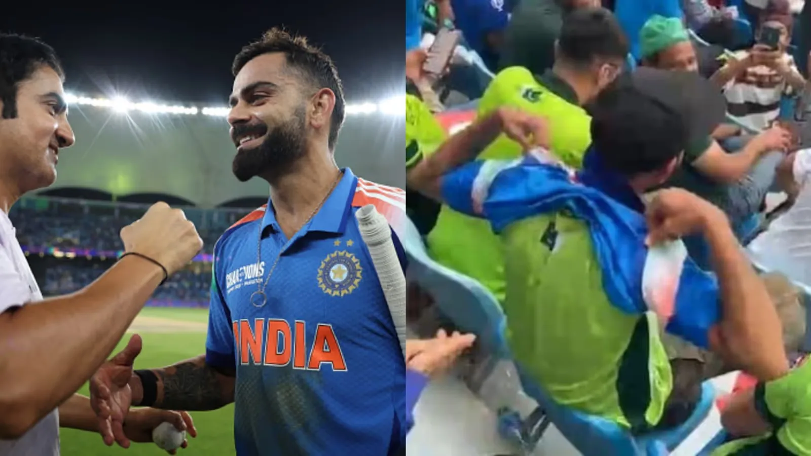 A Pakistani cricket fan was seen changing into an Indian jersey during the match, unable to bear the humiliation of his team's performance. The moment quickly went viral, sparking reactions from both sides.