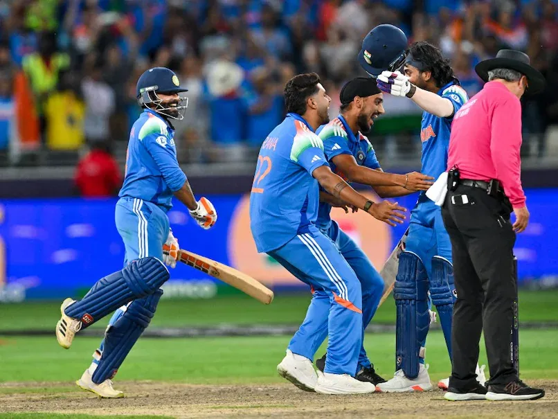 Team India's historic winning moment in the Champions Trophy 2025 final as they defeat New Zealand to claim their third title