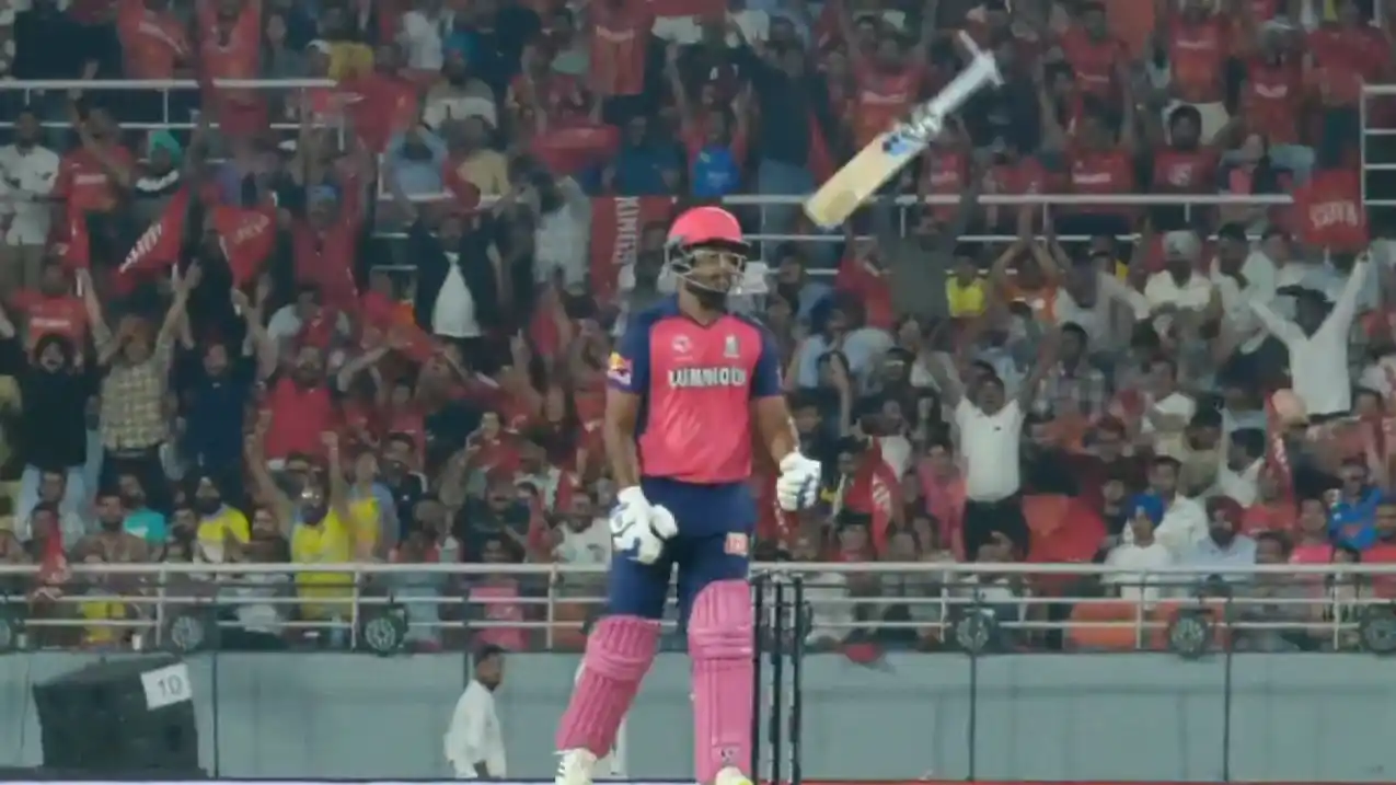 Sanju Samson throws bat