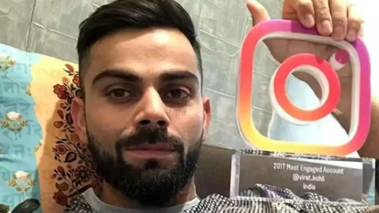 Virat Kohli smiling during a brand shoot, representing his status as one of the world’s highest-paid athletes on Instagram.