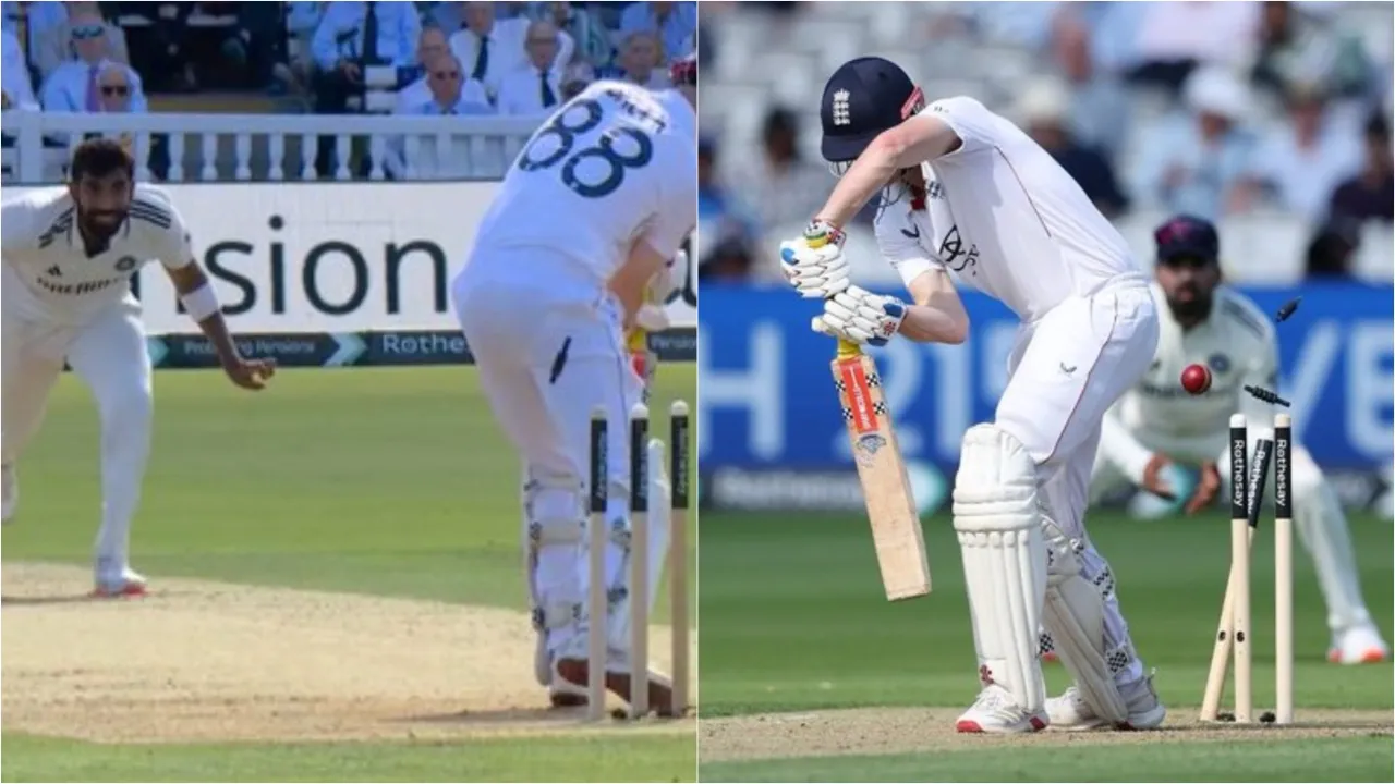 Jasprit Bumrah cleans up Harry Brook. 