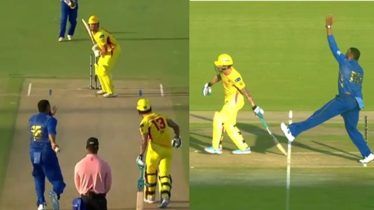 Mankad in MLC 2025 between ex-CSK and ex-MI players. 