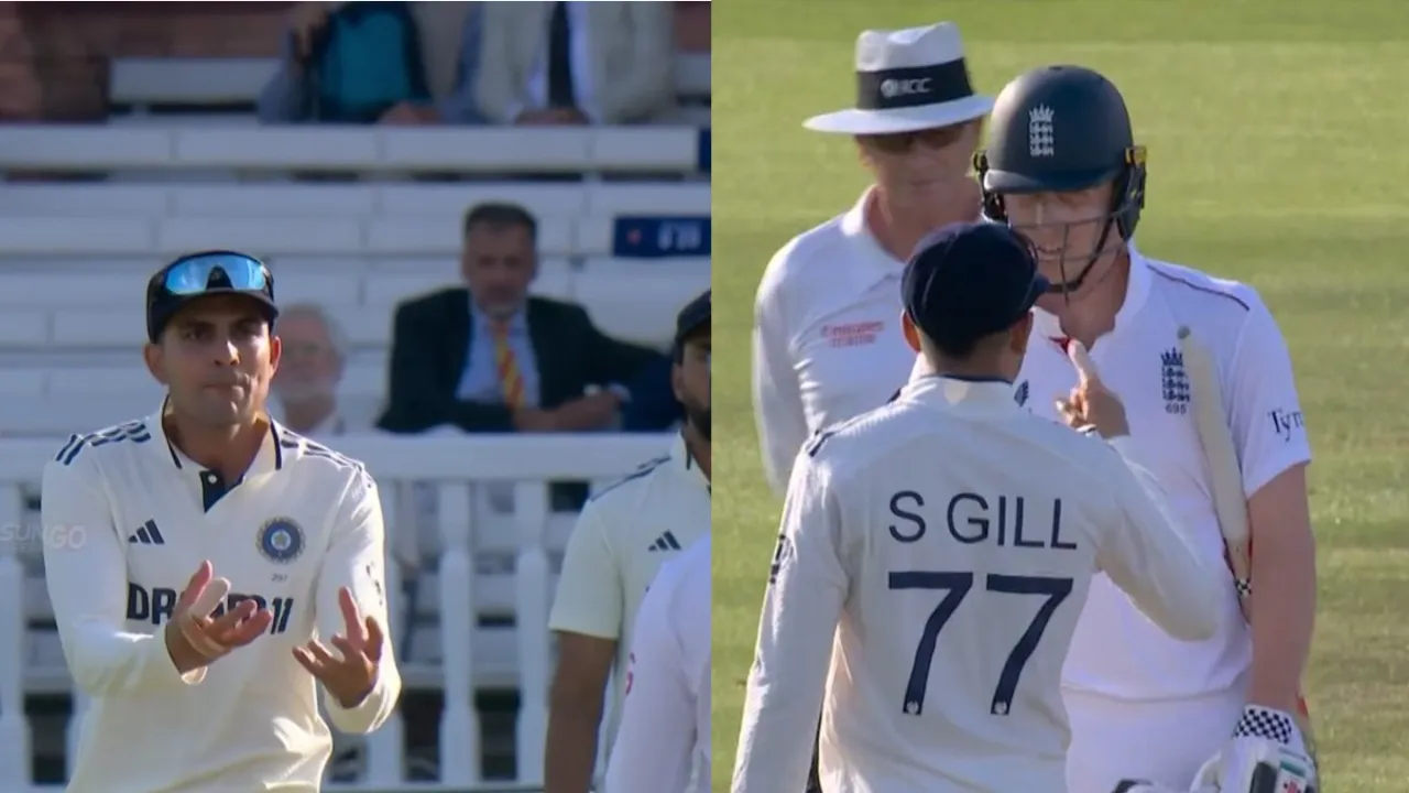 Shubman Gill sledges Zak Crawley. 