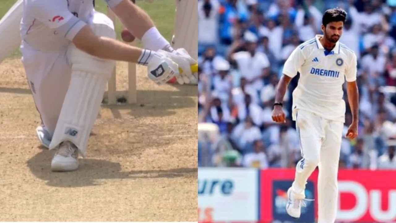 Washington Sundar sends back Joe Root. 