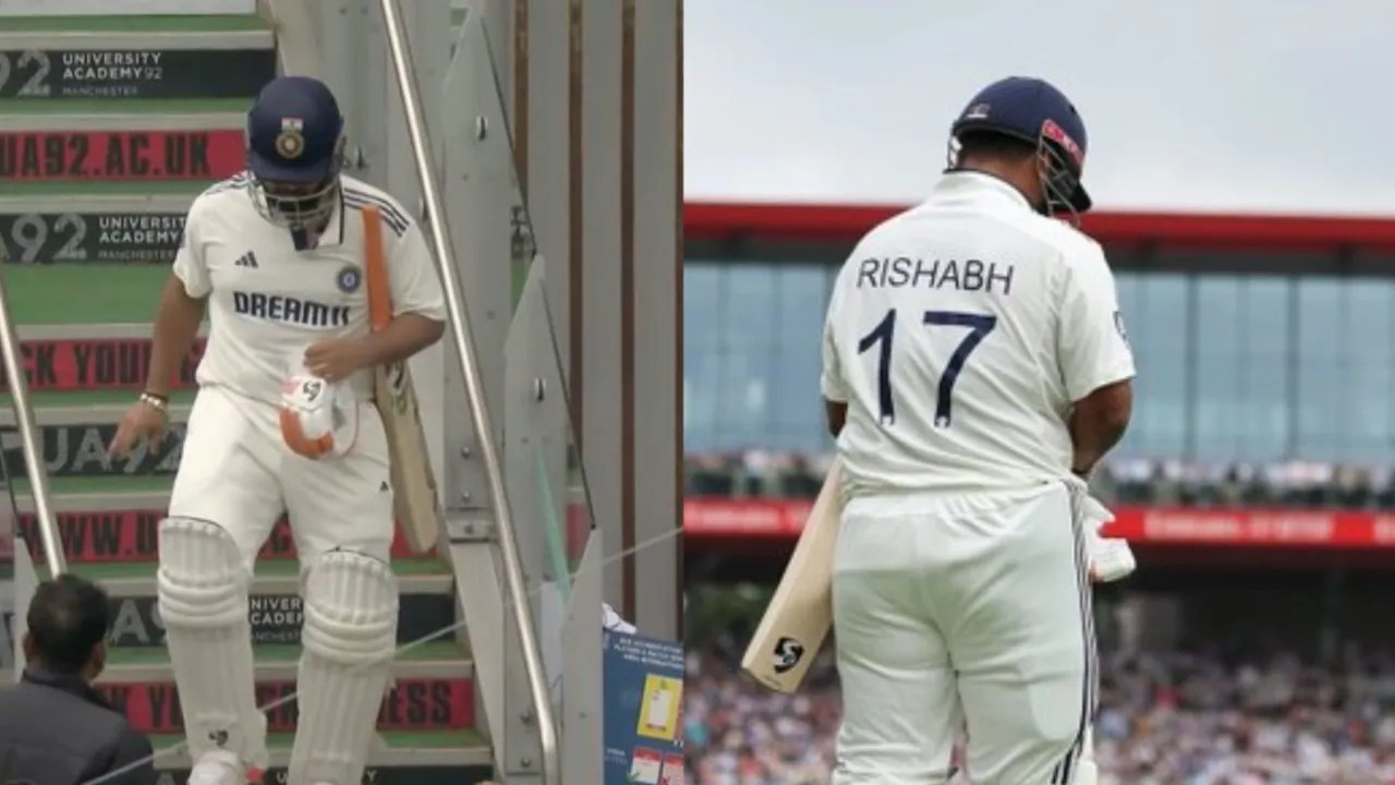 Rishabh Pant comes out to bat. 