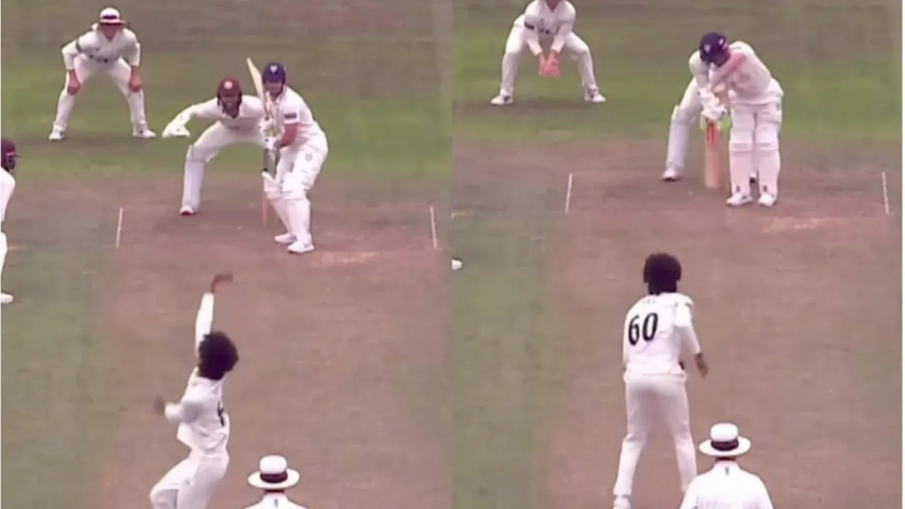  R Sai Kishore bowls dream delivery. 