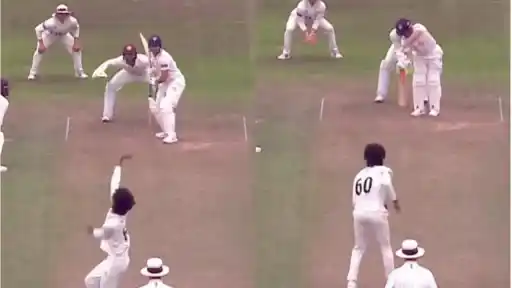 R Sai Kishore bowls dream delivery.