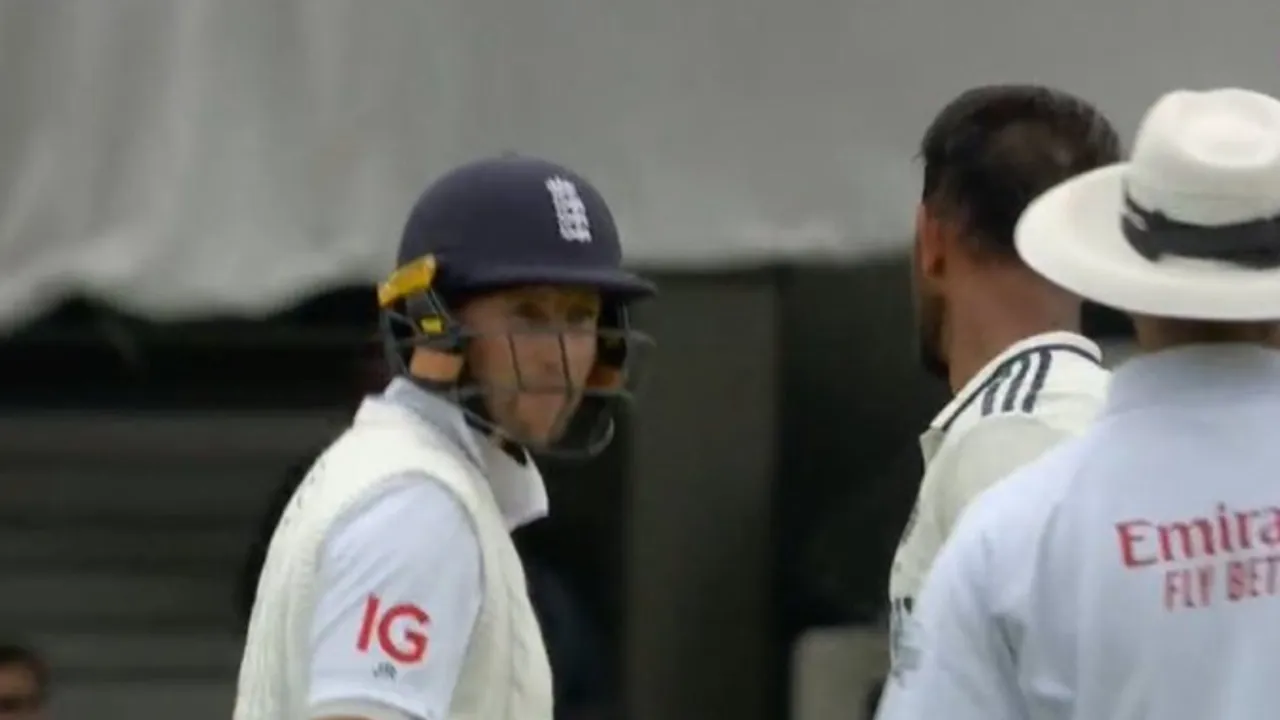 Prasidh Krishna clashes with Joe Root. 