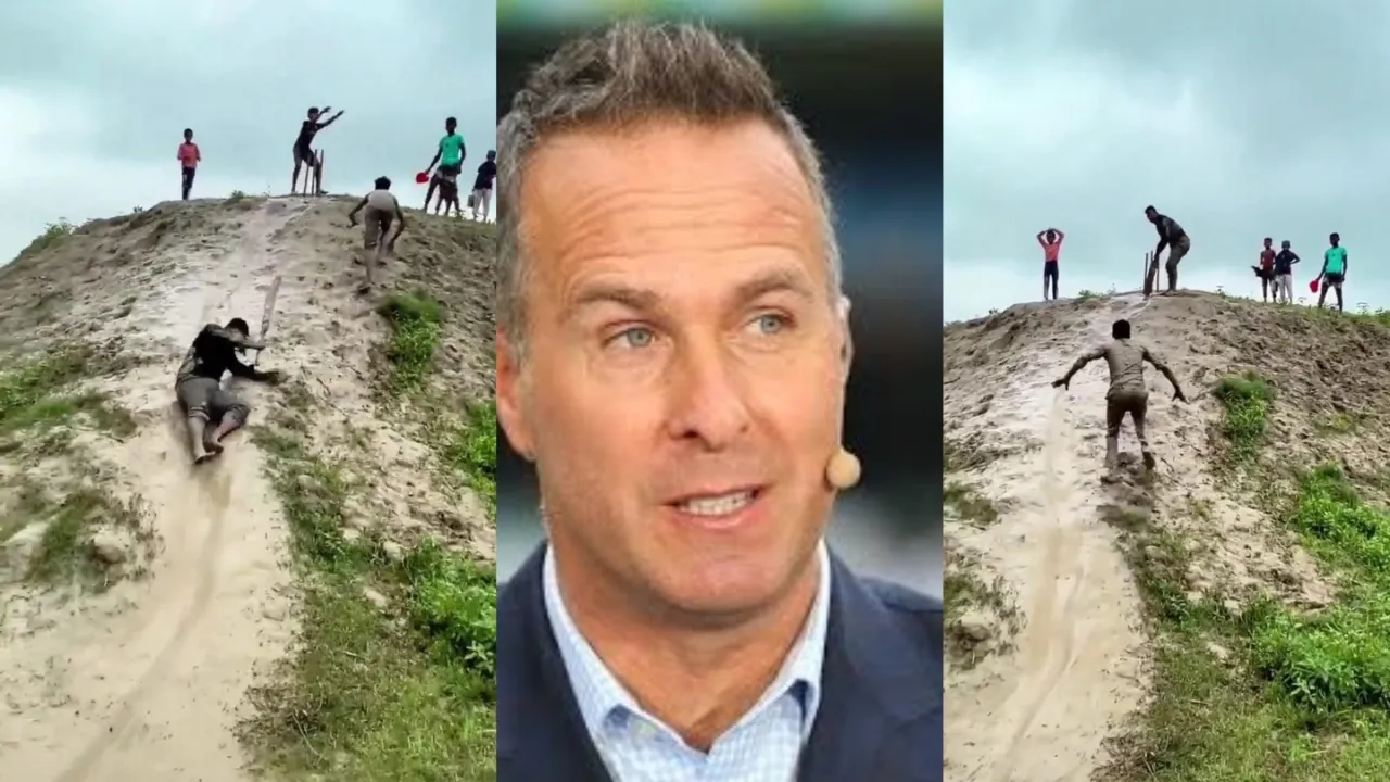 Michael Vaughan mocks his running between the wickets. 