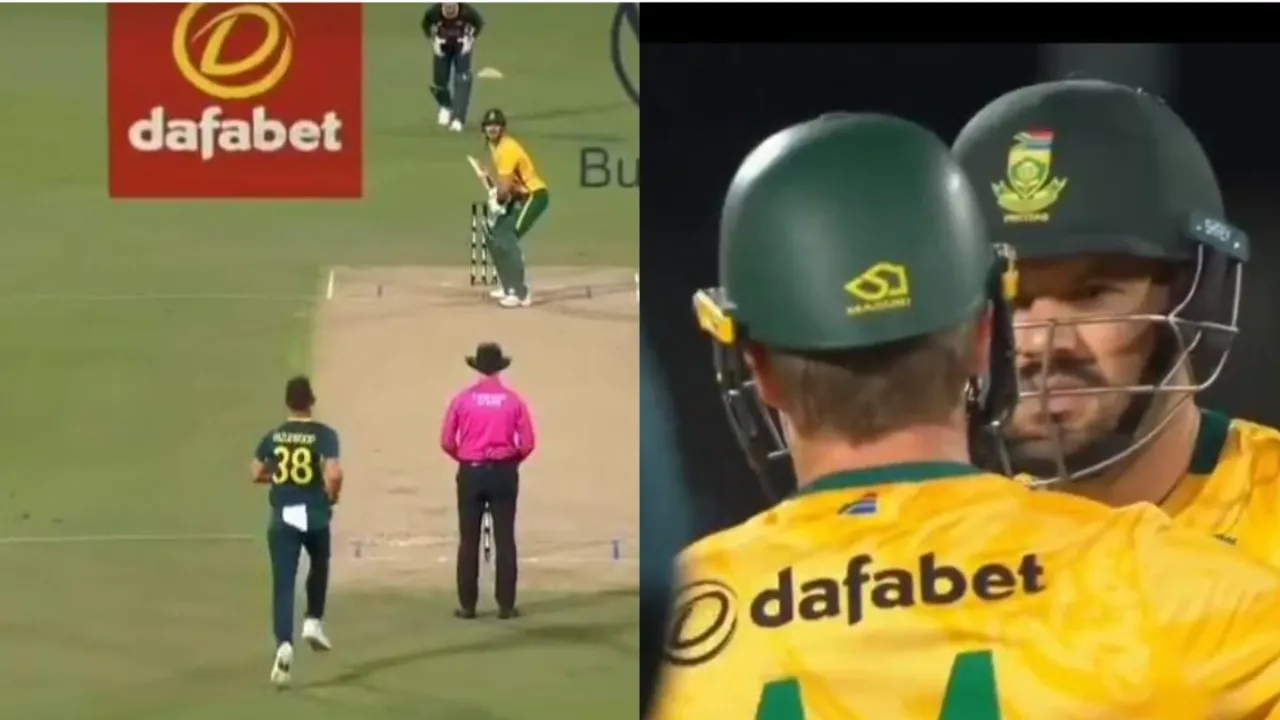 Aiden Markram pulls Josh Hazlewood for massive six. 