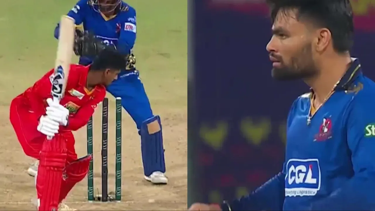 Rinku Singh shows aggression after first-ball wicket in UP T20 League 2025. 