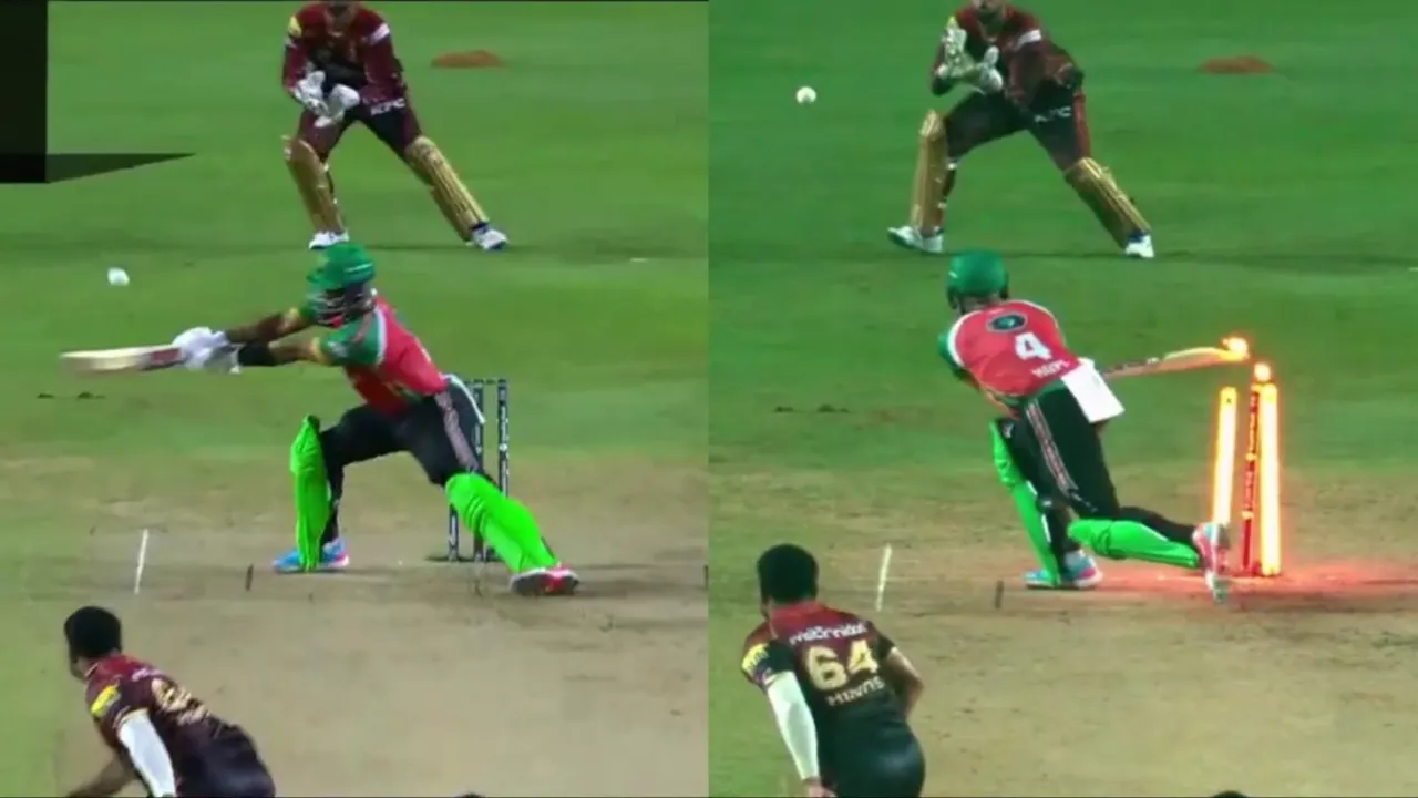Craziest hit-wicket in CPL 2025. 