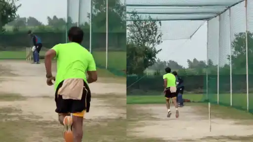 Mohammed Shami practices. 