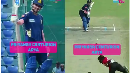 Priyansh Arya smashes century in ongoing DPL 2025. 