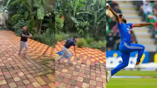 Young kid imitates Jasprit Bumrah's action.