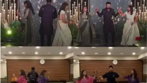 Rohit Sharma executes dancing moves.