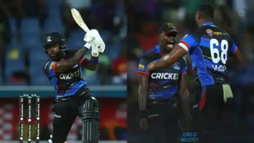 Antigua and Barbuda Falcons vs Trinbago Knight Riders full match highlights and scorecard.