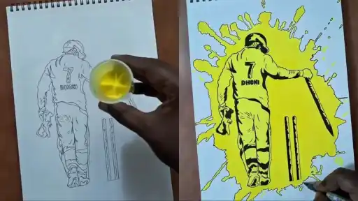 Chennai Super Kings' video on 'Thala Dhoni' art.