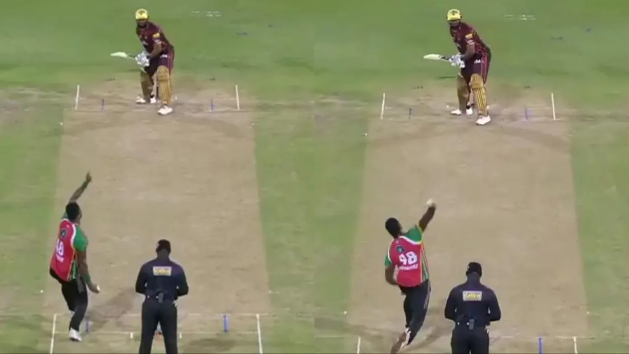 Kieron Pollard smashes 50 runs in boundaries. 