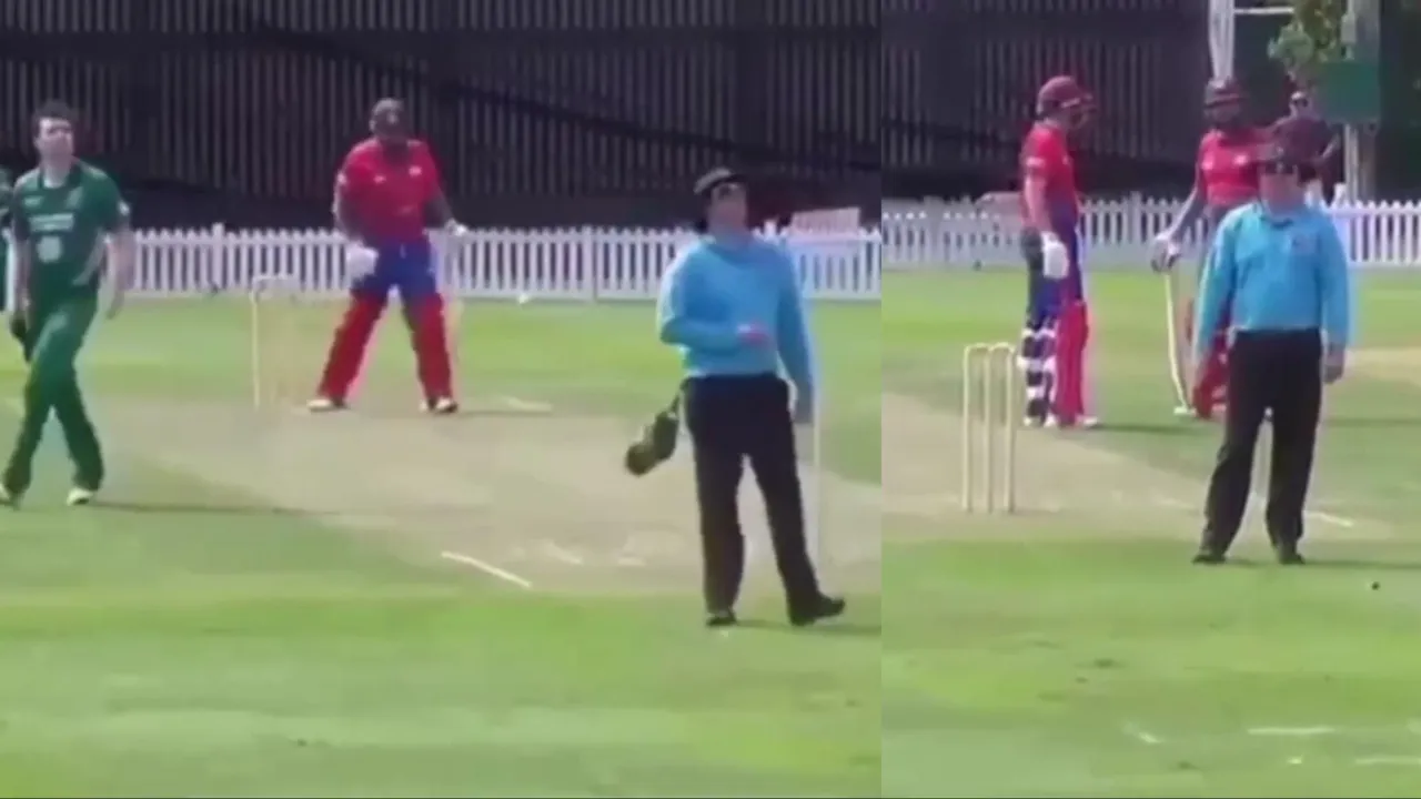 Car owner abuses batter after ball lands on windshield of his car. 