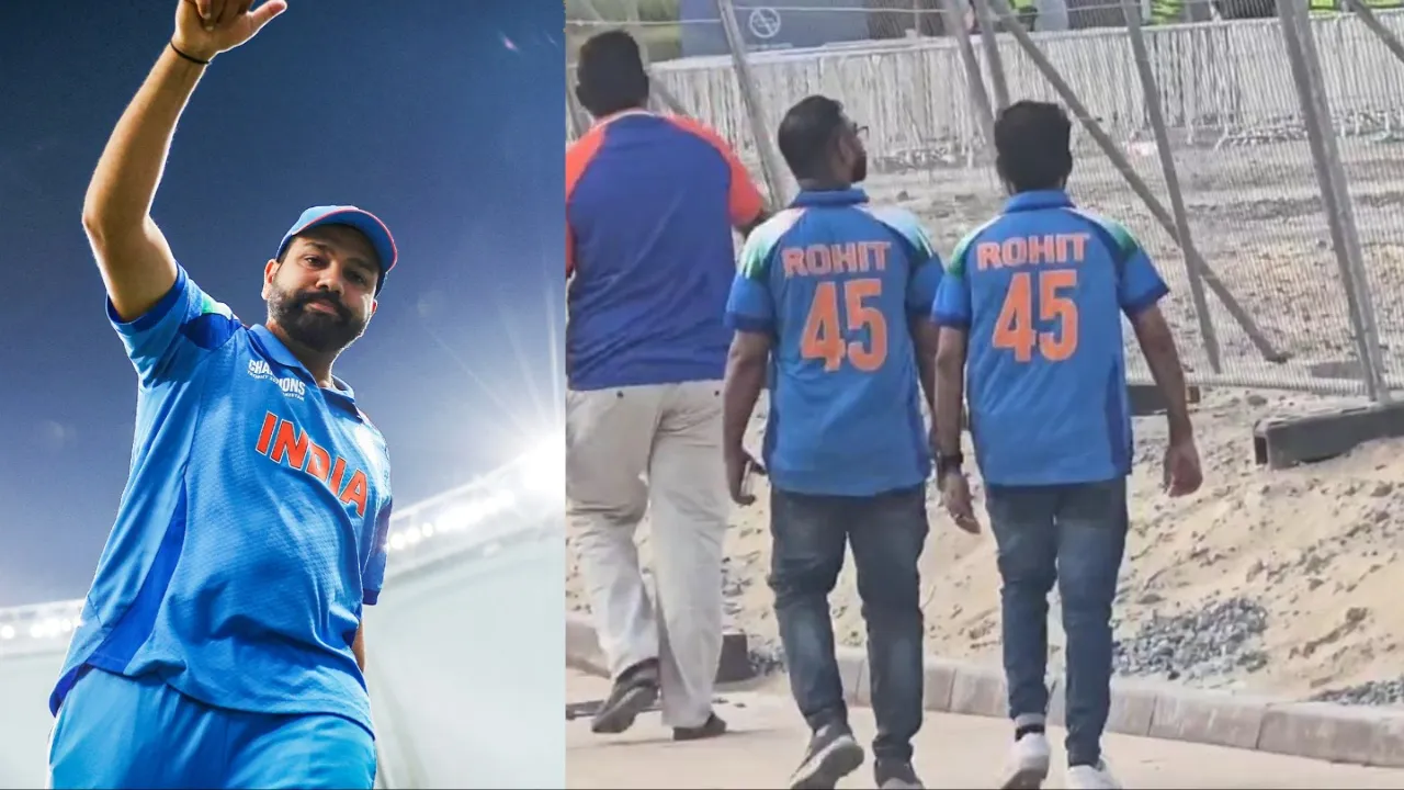 Fans turn up in Dubai with Rohit Sharma's jersey. 