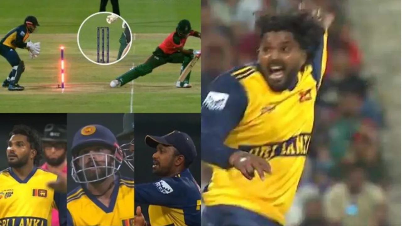 Wanindu Hasaranga robbed of Jaker Ali’s wicket.