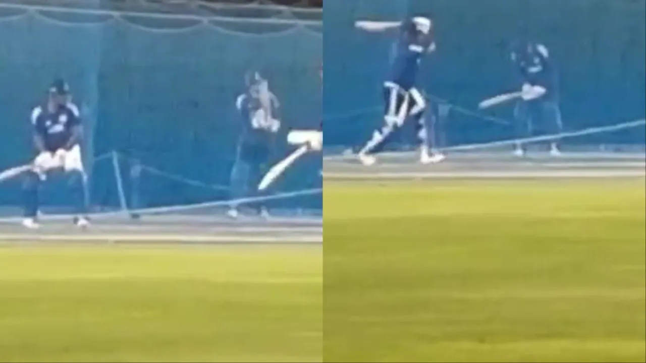 Sanju Samson nails no-look six at nets. 