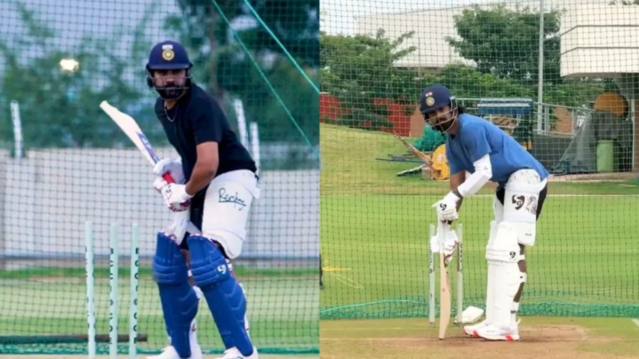  Rohit Sharma and KL Rahul practice at BCCI's Centre of Excellence in Bengaluru. 