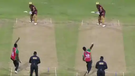 Kieron Pollard smashes 50 runs in boundaries. 