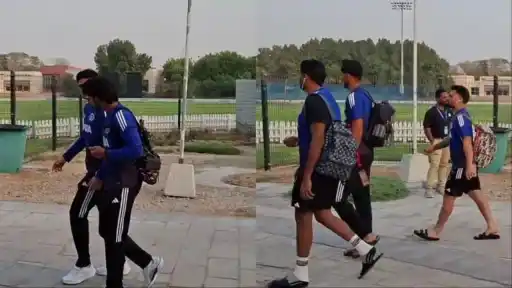 Suryakumar Yadav and Shubman Gill arrive for training. 