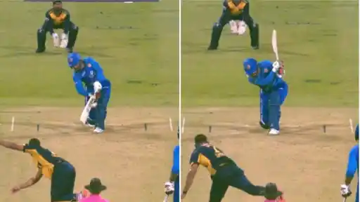 Nuwan Thusara foxes Rashid Khan with slow yorker during SL vs AFG Asia Cup 2025 clash.
