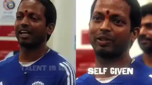 Raghu's motivational video in Indian dressing room.