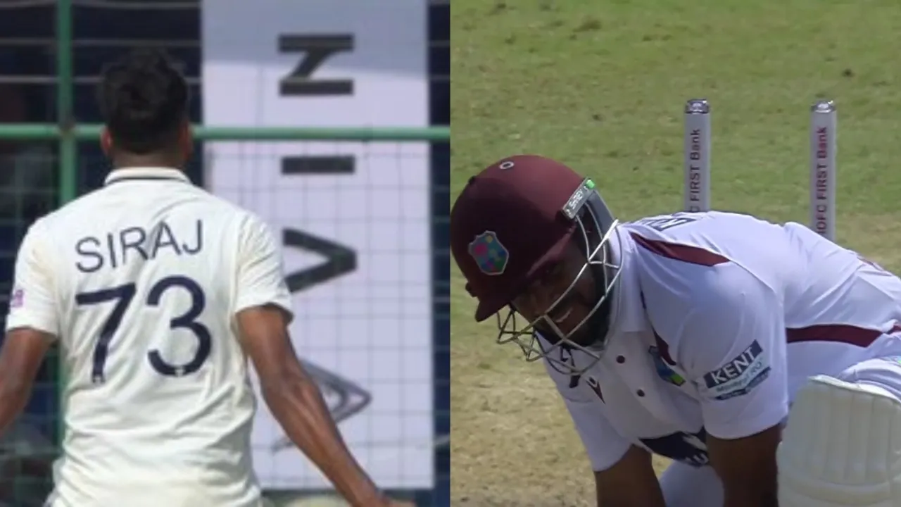 Mohammed Siraj sends back centurion Shai Hope. 