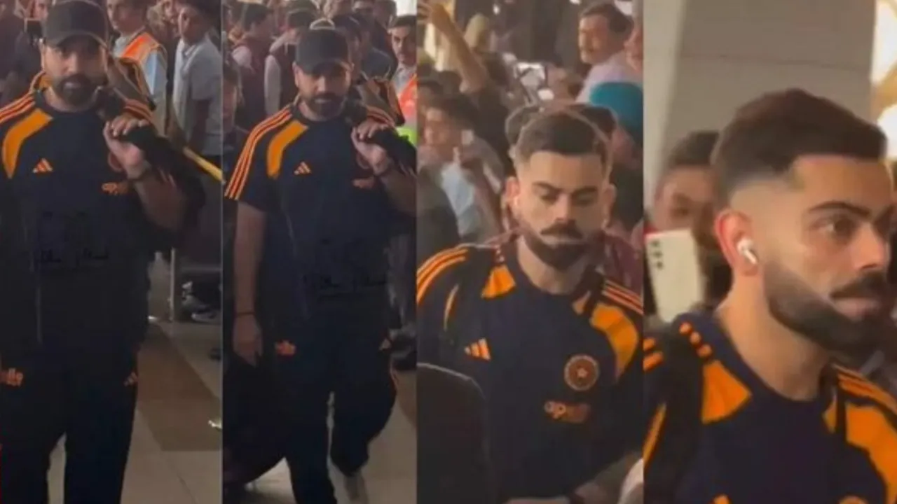 Rohit Sharma sits together with Virat Kohli on team bus ahead of departure. 