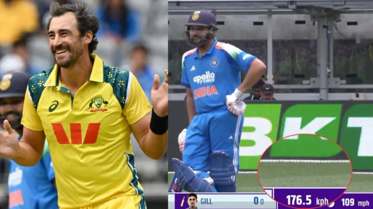 Did Mitchell Starc bowl fastest ball of 176.5 kph to Rohit Sharma?