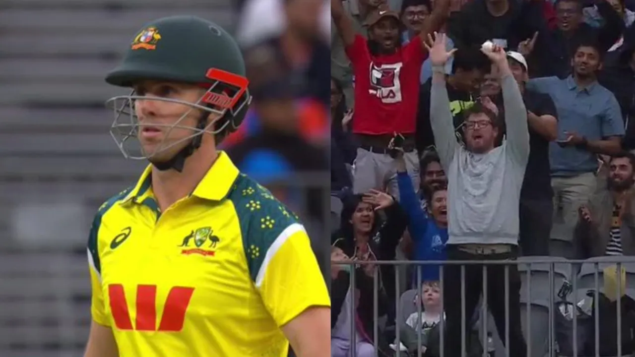 Mitchell Marsh’s six ends in cheeky crowd catch. 