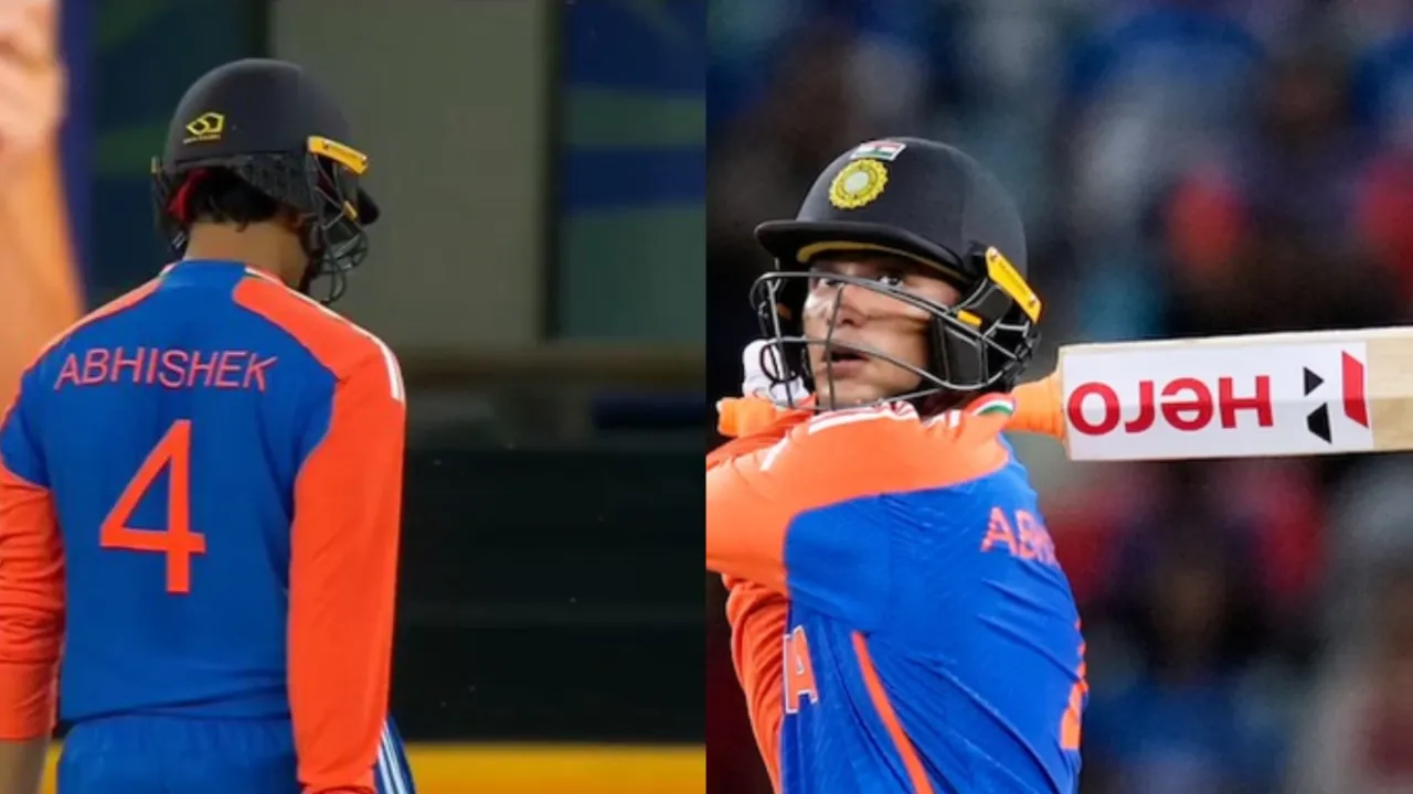 Abhishek Sharma charges Xavier Bartlett for 6. 