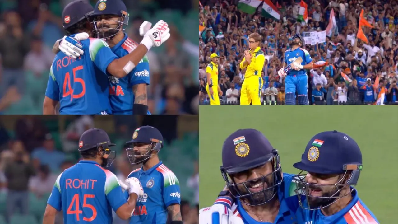 Rohit Sharma beams with joy as Virat Kohli embraces him