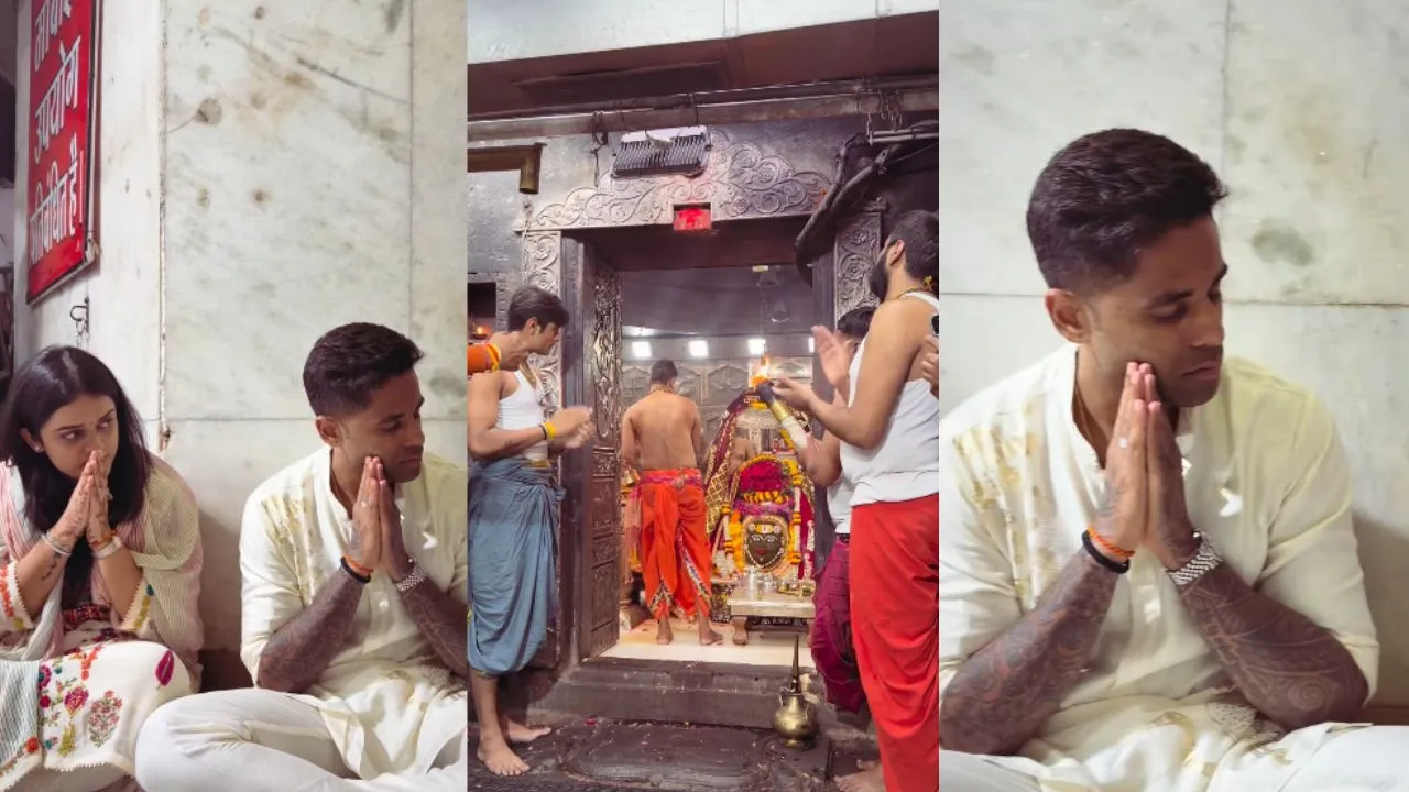 Suryakumar Yadav and his wife at Ujjain's Mahakaleshwar temple