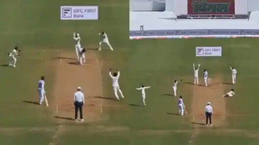 Ravindra Jadeja survives injury scare while appealing during IND vs WI Test.
