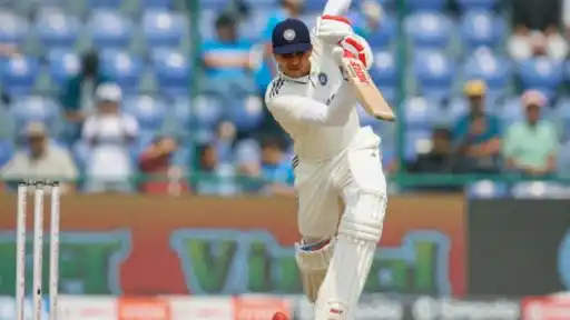 Shubman Gill celebrates 10th Test century.