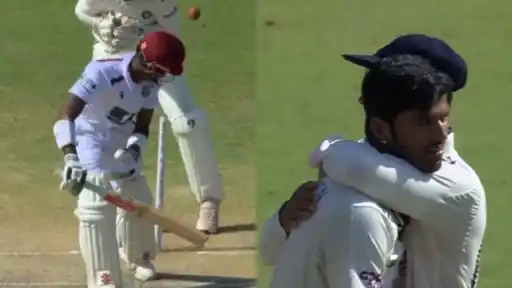 Washington Sundar’s dream ball break Alick Athanaze’s defense.