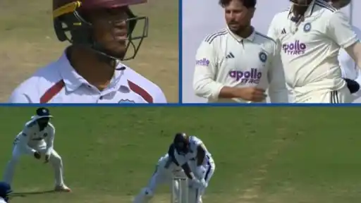 Kuldeep Yadav traps Tevlin Imlach LBW.