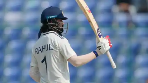 KL Rahul celebrates 20th Test 50 to seal 2-0 victory.