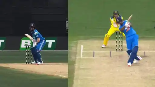 KL Rahul accelerates with two consecutive sixes during AUS vs IND 1st ODI.