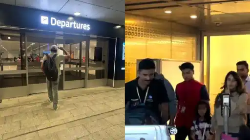 Rohit Sharma’s wife, daughter and son snapped at airport.